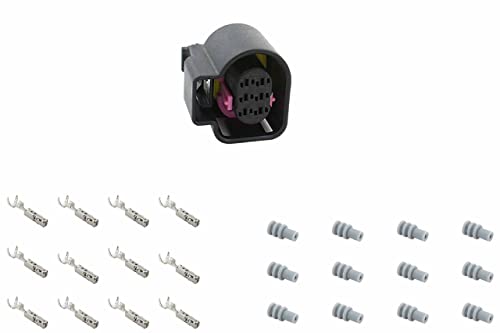 ICT Billet Oxygen Sensor Female Connector Component Kit with Terminals and Seals 02 Compatible with GM LS Bosch BAK 6-wire AEM Haltec Holley LSU 4.9 Sensor Black MCP 1.5K Tyco TE AMP Wire Plug WC0XY01