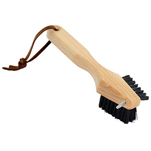 Redecker Shoe Sole Brush, Durable Wild Boar Bristle, Oiled Beechwood and Stainless Steel Design, 3 Ways to Clean, Made in Germany