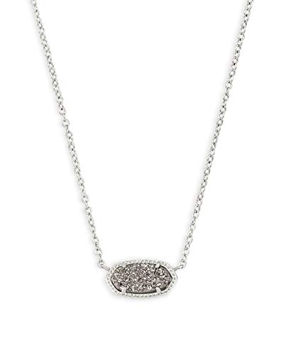 Kendra Scott Elisa Pendant Necklace for Women, Fashion Jewelry, Rhodium-Plated, Platinum Drusy