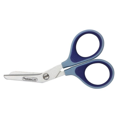 First Aid Only PhysiciansCare 90294 Titanium Non-Stick First Aid Bandage Scissors, 4' Bent, Blue