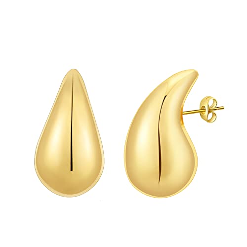 Apsvo Earring Dupes Chunky Gold Hoop Earrings for Women, Tear Drop Dangle Earrings, Teardrop Lightweight Water Drop Earrings for Women Girls Fashion Trendy Hypoallergenic Jewelry