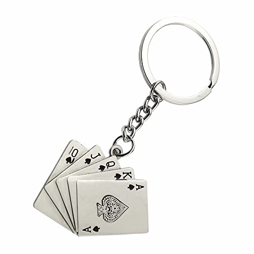 Poker Hand Playing Cards Royal Flush Keyring - Metal Keychain