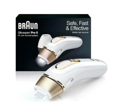 Braun IPL Laser Hair Removal Device for Women & Men, Silk Expert Pro5 PL5137 with Venus Razor, Lasting Reduction in Hair Regrowth, Safe & Virtually Painless Alternative to Salon Laser Hair Removal
