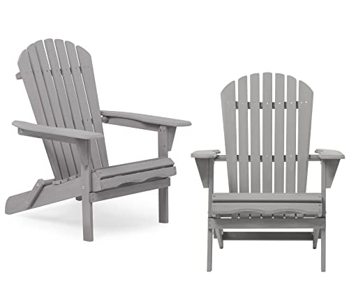 Wooden Folding Adirondack Chair Set of 2, Half Pre-Assembled Wood Lounge Chair for Outdoor Patio Garden Lawn Backyard Deck Pool Beach Firepit
