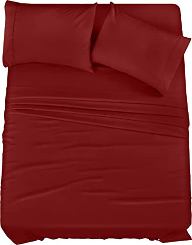 Utopia Bedding Queen Bed Sheets Set - 4 Piece Bedding - Brushed Microfiber - Shrinkage and Fade Resistant - Easy Care (Queen, Red)