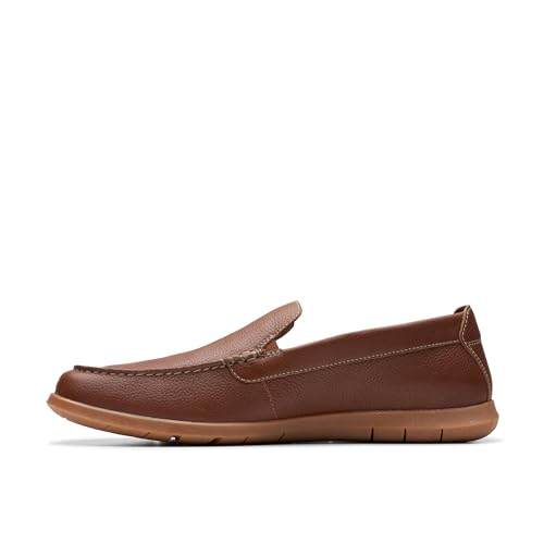 Clarks Men's Flexway Step Moccasin, Light Brown Leather, 10.5