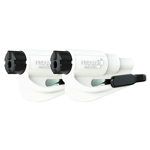 resqme, The Original Car Escape Tool, Made in USA, Emergency Seat Belt Cutter and Window Breaker, Pack of 2 - White