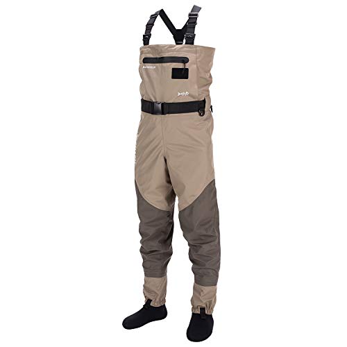 BASSDASH Men’s Breathable Chest and Waist Convertible Waders for Fishing Hunting, Stocking Foot and Boot Foot Waders, Medium King
