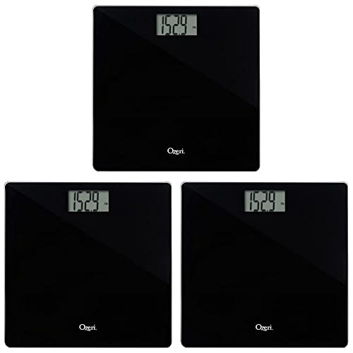Ozeri Precision Bath Scale (440 lbs / 200 kg) in Tempered Glass, with 50 Gram Sensor Technology (0.1 lbs / 0.05 kg) and Infant, Pet & Luggage Tare (Pack of 3)