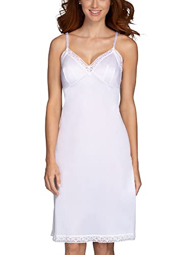 Vanity Fair Women's Anti-Static Nylon Full Slips for Under Dresses (S-5XL), Lace-24-White, 4X-Large