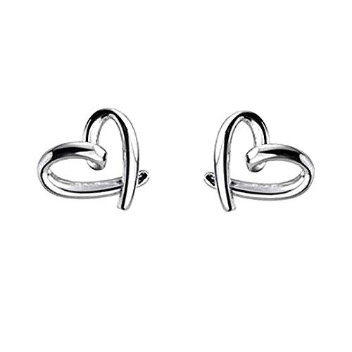 Minimalist Heart Sterling Silver Earrings for Women Girls Teens Charm Hollow Love Hearted Stud Tiny Small Cartilage Tragus Post Pin Hypoallergenic Pierced Ear Christmas Birthday Halloween Thanksgiving Jewelry Gifts
