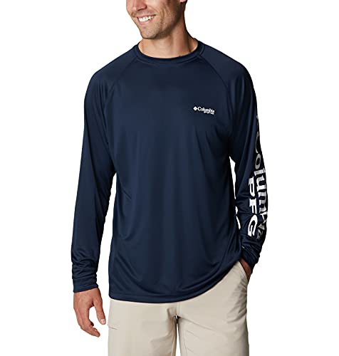 Columbia Men's Terminal Tackle Long Sleeve Shirt, Collegiate Navy/White Logo, Small