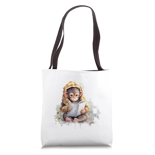Monkey Reading Book Book Lovers Champansee Reading Monkey Tote Bag