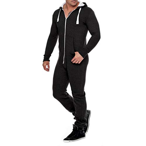 Uptickwear Men's Unisex Onesie Jumpsuit Elegant One Piece Pajama Playsuit Men's SleepWear All In One (X-Large, Black)