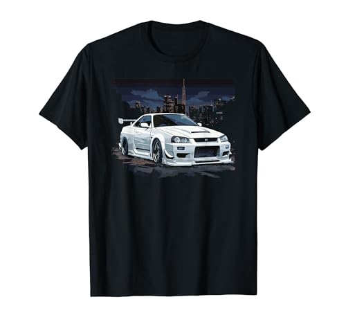 White Gt r 34 Skyline JDM Car Enthusiast T-Shirt