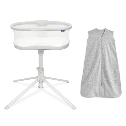 HALO 3.0 BassiNest Swivel Sleeper and 100% Cotton Sleepsack Wearable Blanket, Heather Grey, X-Large (Bundle)