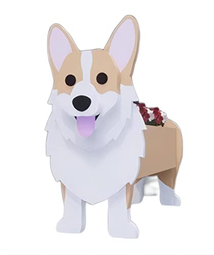 Bamboo's Grocery LoKii Corgi Dog Planter, Cute Dog Plant Pot, Animal Shape Plant Containers, for Outdoor Indoor and Garden Decoration Plants