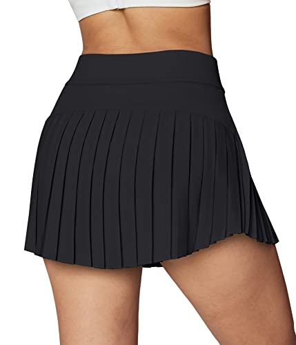 Ewedoos Womens Tennis Skirt with Shorts Pleated Tennis Skirts for Women Skorts Skirts for Women Athletic Skirt for Golf Black
