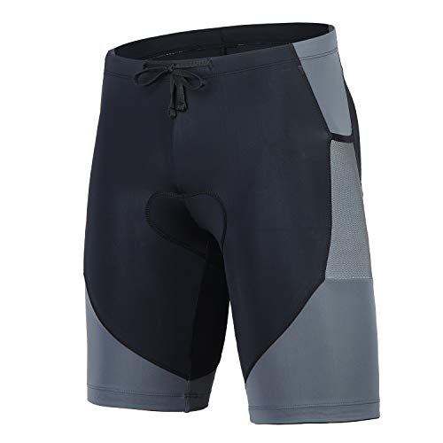 Triathlon Shorts Mens - Tri Short Men - 2 Pockets Designed by Athletes(M Grey)