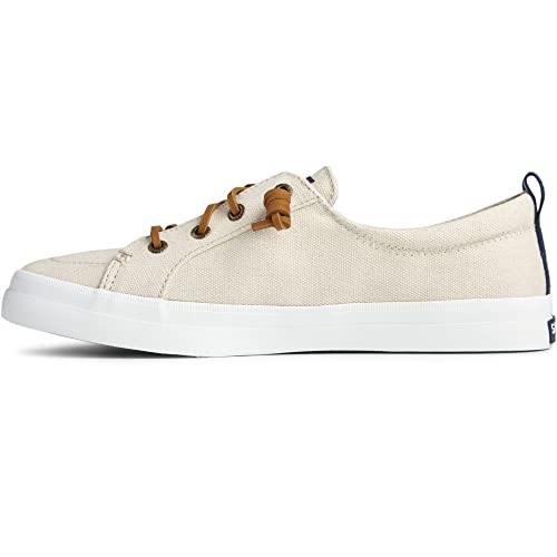 Sperry womens Crest Vibe Linen Sneaker, Oat, 8.5 Wide US