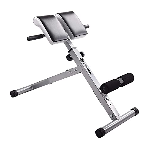 Stamina Hyperextension Bench 2014 - Adjustable and Foldable Exercise Bench Roman Chair with Smart Workout App - Up to 250 lbs Weight Capacity