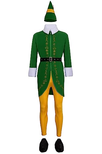 Xambop Buddy The Elf Costume Men Halloween Christmas Cosplay Full Set Costumes(L)