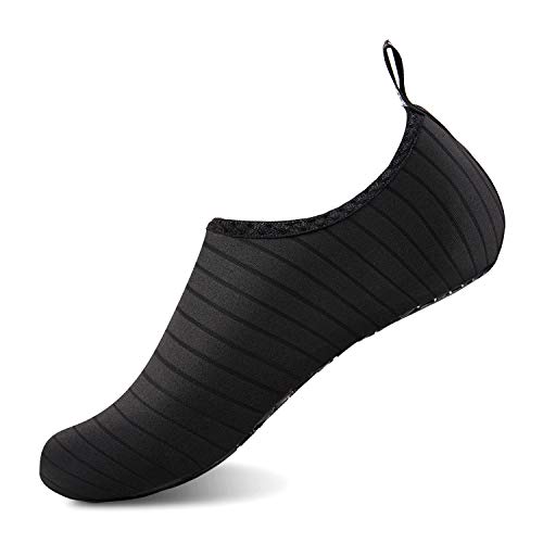 YALOX Water Shoes Women's Men's Outdoor Beach Swimming Aqua Socks Quick-Dry Barefoot Shoes Surfing Yoga Pool Exercise(Black,38/39EU), 7.5-8.5 Women/6-7 Men