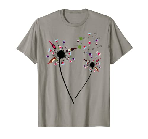 Cool Wine Dandelion For Men Women Wine Bottle Glass Drinking T-Shirt