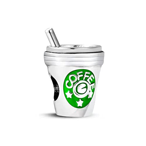 TGLS Coffee Cup Charm for Coffee Lover Bead Compatible With Pandora Bracelets