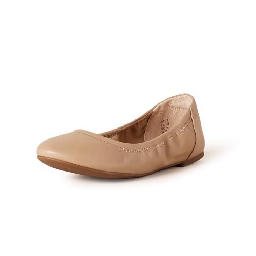 Amazon Essentials Women's Belice Ballet Flat, Beige, 9
