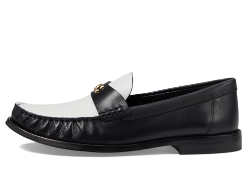 Coach Women's Jolene Leather Loafer, Black/Optic White, 9.5