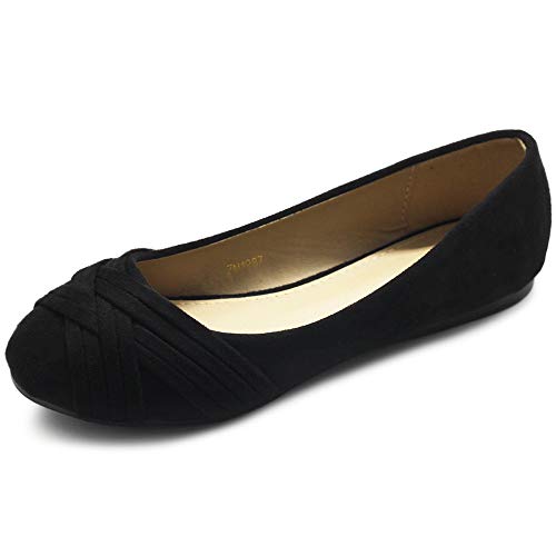 Ollio Womens Ballet Shoes Cute Casuals Comforts Flats ZM1987 (7.5 B(M) US, Black)