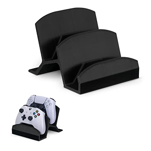 BRAINWAVZ Dual Game Controller Holder Desktop Stand - For PS5, XBOX Series X, One, PS4, SWITCH, PC, Gamepads & More UGDS06, Black