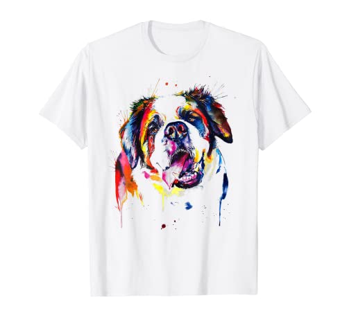 Colorful Saint Bernard Dog Love-r Dad Mom, Boy Girl Funny T-Shirt