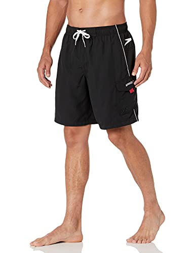 Speedo mens Swim Trunk Knee Length Marina ii volley 20 , Black/White, Small US