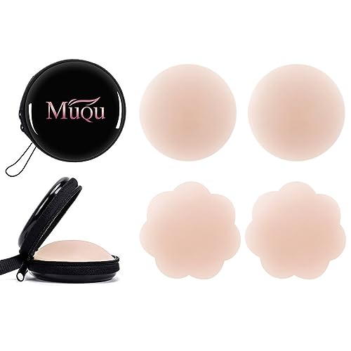MUQU Pasties Nipple Covers - Silicone Nipple Covers Reusable Adhesive Invisible Nippleless Cover Breast Petals for Women Pink
