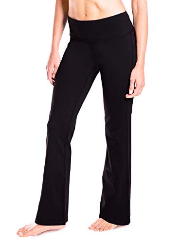 Yogipace,Petite Women's Bootcut Yoga Pants Long Workout Pant,27',Black,Size XL