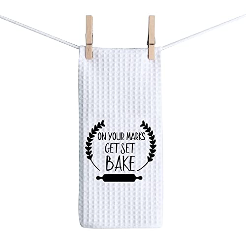 ZJXHPO Baker Towel Gifts On Your Marks Get Set Bake Kitchen Towel British Baking Show Inspired Gift Baking Gift Housewarming Gift Bake Lover Gift (Get Set Bake Towel)