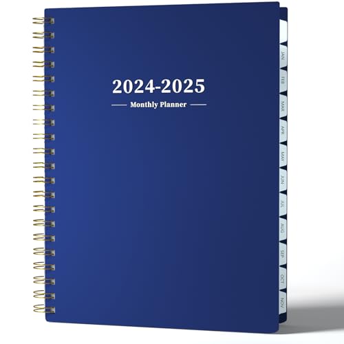 Ymumuda 2024-2025 Monthly Planner - 2 Year Monthly Planner, JAN.2024 to DEC.2025, 8.5' x 11', Large Planner with Spiral Bound, Sticky Index Tabs, Perfect for School & Office Schedule, Blue