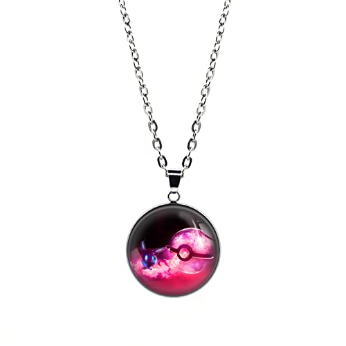 Lan Jin Art Handmade Stainless Steel Charm Necklace Inspired Compatibility with Picture Glass Jewelry Gift for Anime Fan