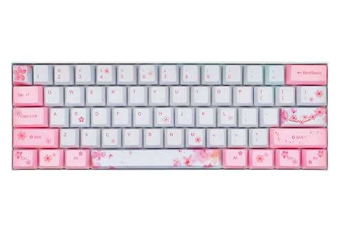 ZMX Cherry Blossom Pink Mechanical Keyboard,Hot Swappable OUTEMU Switch Ultra-Compact 61 Keys Bluetooth/Type-C Dual-Mode RGB Backlit PBT Keycap Gaming Keyboard for Windows Laptop PC (Blue Switch)