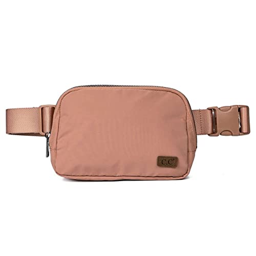 C.C Unisex Adjustable Strap Waist Pouch Crossbody Belt Bag Fanny Pack, Dusty Mauve