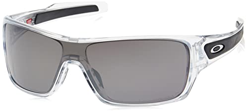 Oakley Men's OO9307 Turbine Rotor Rectangular Sunglasses, Polished Clear/Prizm Black Polarized, 32 mm