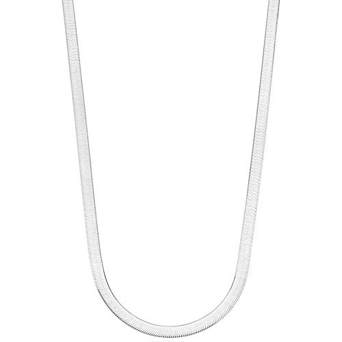 Miabella 925 Sterling Silver Italian Solid 4.5mm Flexible Flat Herringbone Chain Necklace Women, Made in Italy (Length 16 Inches (X-Small))