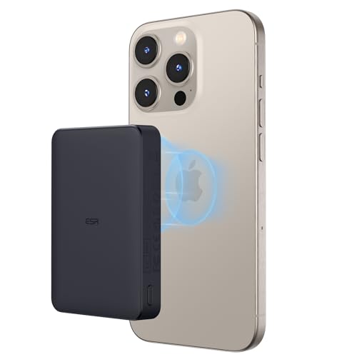 ESR 10,000mAh Wireless Portable Charger with USB-C Cable(HaloLock), Compatible with MagSafe Battery Pack, Magnetic Wireless Power Bank for iPhone 15/14/13/12, Compatible with MagSafe Power Bank, Black