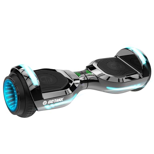 Gotrax Glide Pro Hoverboard with Music Speaker & 6.5' LED Wheels, Max 5Miles Range & 6.2mph Power by 200W Motor, UL2272 Certified Approved and 93.6Wh Battery Self Balancing Scooters for 44-176lbs(Silver)