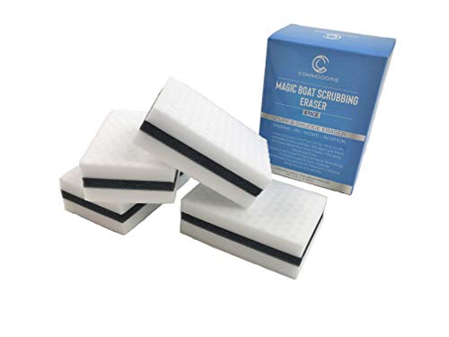 Commodore Magic Boat Scrubbing Erasers for Cleaning Dirt, Deck Marks, Grime, Streaks, and More | Pack of 4