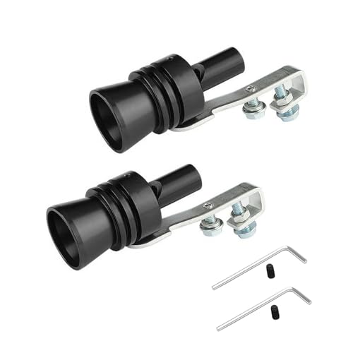 Fogfar 2 PCS Car Turbo Whistle Exhaust Pipe Sounder, Car Blow Valve Tip Metal Simulation Muffler, Sound Wave Imitator Booster, Universal Modification Accessories for Most Cars Motorcycles (Black #M)