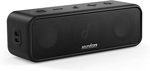 Soundcore Anker 3 Portable Bluetooth Speaker - Wireless, IPX7 Waterproof, 24H Playtime, Pure Titanium Diaphragm Drivers, PartyCast, BassUp, Custom EQ App - for Home, Outdoor, and Beach