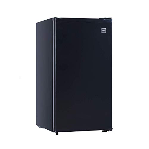 RCA RFR321-B-Black-COM RFR321 Single Mini Refrigerator-Freezer Compartment-Adjustable Thermostat Control-Reversible Doors-Ideal for Dorm, Office, RV, Garage, Apartment-Black Cubic Feet, 3.2 CU.FT